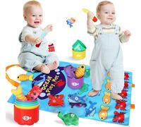 Baby Toy 1 Year Old Montessori Fishing Game for Children 1 2 3 Years Old Girl Boy Educational Toy Baby Toy Stackable Cups Count Numbers Sort by Colour Gift for Girl Boy 6 12 18 Months