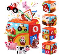 Baby Toy 6-12 Months,Sensory Toy With 7 Farm Animals And 3 Crinkled Handkerchiefs,Montessori Games Activity And Development Toys,Gift For Children 1 2 3 Years Old