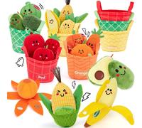 Baby Toy,6 Months,6-12 Months,16 Pieces Fruits and Vegetables Plush Toys with Basket,Sensory Toy Baby Montessori Games,Baby Gift 1 Year Old Boy Girl