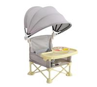Baby Travel Chair with Tray, Folding Baby Dining Chairs, Carbon Steel, Portable Child Seat with Sun Canopy for Home, Outdoor, Lawn, Travel, Camping, Beach and Picnic, 31x31x37cm