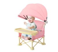 Baby Travel Chair with Tray, Folding Kids Dining Chair, 12.2x12.2x14.57 Inches Compact Design Portable Toddler Seat Sun Canopy for Home, Outdoor Lawn, Camping, Beach and Picnic