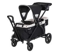 Baby Trend Expedition Poussette pliable 2 en 1 avec auvent, panier de rangement, 2 plateaux de rangement et 6 porte-bouteilles, kaki moderne