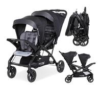 Baby Trend Sit N Stand Poussette tandem double 2.0 DLX avec harnais de sécurité 5 points, auvent ombragé, compartiment de rangement et 2 porte-gobelets, Stormy