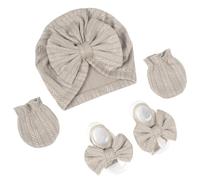 Baby Turban Host Hospital Nursery Chapeau Avec Gants Et Pieds Bowknot NOUVELLES CAPS Soft Bonnet Set Pour Bébé 0-3 Mois Protection Froide Pour Les Bébés