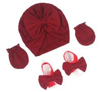 Baby Turban Host Hospital Nursery Chapeau Avec Gants Et Pieds Bowknot NOUVELLES CAPS Soft Bonnet Set Pour Bébé 0-3 Mois Protection Froide Pour Les Bébés