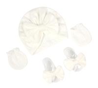 Baby Turban Host Hospital Nursery Chapeau Avec Gants Et Pieds Bowknot NOUVELLES CAPS Soft Bonnet Set Pour Bébé 0-3 Mois Protection Froide Pour Les Bébés