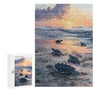 Baby Turtles Sunset Beach Puzzle 1000 Pièces Educa Jouet en Bois Cadeau Unique Décoration Intérieure Jeu Éducatif Challenge Toy Adultes Et Enfants À Partir De 14 Ans 300 PCS