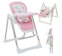Baby Vivo Chaise Haute pour Enfants 3in1 Transat Réglable avec Repose-Pieds - Chaise Haute Bébé Combinée Chaise Balançoire Dossier Réglable Plateau Amovible - Lulu en Rose