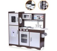 Baby Vivo Cuisine pour Enfants en Bois Recette Jeu d'imitation Tableau Cuisinière Éducatif Chef Neuf - Toni en Brun