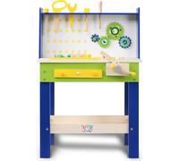 Baby Vivo établi pour enfants en bois - Luigi avec roues dentées rotatives et 29 pièces d'accessoires