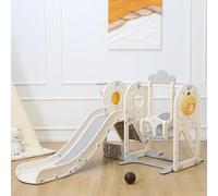 Baby Vivo Toboggan Enfant Aire de jeux Jeu d'Extérieur et à l'Intérieur pour Enfants Jardin Quacki en Blanc/Beige