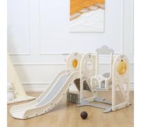 Baby Vivo toboggan pour enfants / toboggan avec panier de basket - Quacki en blanc / beige
