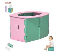 Baby Whisper Co Potty de voyage, Pottypal - Potty portable, siège de pot pliable avec sacs de nettoyage, pot portable pour tout jeune enfant, s'appliquer au camping, au tourisme (vert-rose)