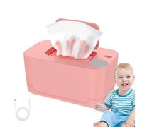 Baby Wipe Warmer Dispenser, Even-Heating Wet Wipes Warmer, Pink/White, Portable Diaper Heater, Space-Saving Storage Case, Gentle Comfort for Babies, Perfect for Home Living Room