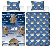Baby Yoda Housse de couette simple | Couette Star Wars Mandalorian Night | Sous licence officielle en microfibre réversible double face