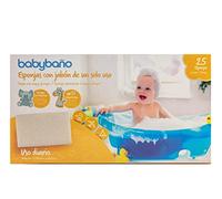 Babybaño Éponge de bain jetable pour bébés et enfants de 0 à 3 ans - Éponge de bain à usage unique avec gel pédiatrique et dermatologique - Lot de 25