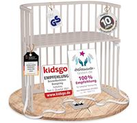 babybay Boxspring lit cododo en Bois de hêtre Massif/Compact et modulable/Hauteur du lit réglable en continu/lit bébé évolutif (Peint en Beige) / sans Matelas