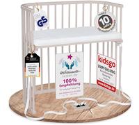 babybay Boxspring lit cododo en Bois de hêtre Massif/Compact et modulable/Hauteur du lit réglable en continu/lit bébé évolutif (Peint en Beige) / avec Matelas