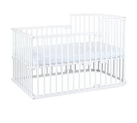 babybay Boxspring lit cododo en Bois de hêtre Massif/Compact et modulable/Hauteur du lit réglable en continu/lit bébé évolutif (Peint en Blanc) / Parure de lit pour Enfants