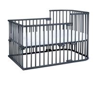 babybay Boxspring lit cododo en Bois de hêtre Massif/Compact et modulable/Hauteur du lit réglable en continu/lit bébé évolutif (Peint en Gris Ardoise) / Parure de lit pour Enfants