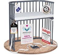 babybay Boxspring lit cododo en Bois de hêtre Massif/Compact et modulable/Hauteur du lit réglable en continu/lit bébé évolutif (Peint en Gris Ardoise) / avec Matelas