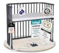 babybay Boxspring XXL lit cododo en Bois de hêtre Massif/Compact et modulable/Hauteur du lit réglable en continu/lit bébé évolutif (Peint en Gris Ardoise) / avec Matelas