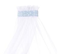 babybay Ciel de lit piqué avec bande compatible avec tous les modèles jusqu'à 96 cm de longueur, bleu azur étoiles blanches