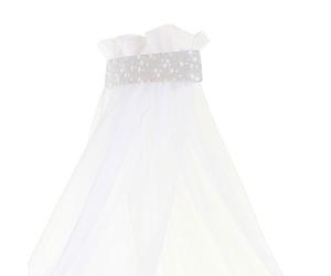babybay Ciel de lit piqué avec Bande Compatible avec Tous Les modèles jusqu'à 96 cm de Longueur, Gris Perle étoiles Blanches