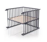 babybay Kit de Conversion pour lit bébé, réglable en continu, adapté au lit d'appoint d'origine I Dimensions du lit bébé: 132 cm x 81 cm en Bois de hêtre Massif, laqué Gris Ardoise