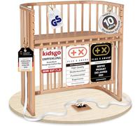 babybay Lit d'appoint Boxspring Comfort Plus en bois de hêtre massif - Hauteur réglable en continu et respectueux de l'environnement - Lit bébé évolutif avec grille de fermeture (laqué naturel)