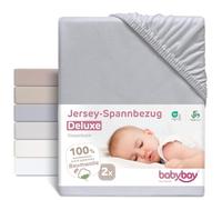 babybay Lot de 2 draps-Housses en Jersey Deluxe pour modèle Boxspring XXL - Gris