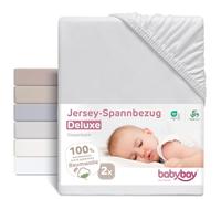 babybay Lot de 2 draps-Housses en Jersey Deluxe pour modèle Original, Gris Tendre