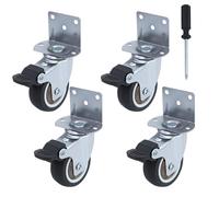 Babybay Lot de 2 roulettes de meuble en L avec 2 freins - Roulettes en caoutchouc silencieuses - Roulettes pivotantes à 360° pour meubles - Idéal pour support de fleurs, table basse