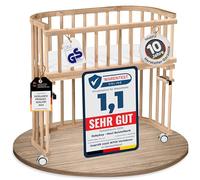 babybay Maxi lit cododo en Bois de hêtre Massif/Compact et modulable/Hauteur du lit réglable en continu/lit bébé évolutif (Vernis Naturel) / avec Matelas, Barres, Roues