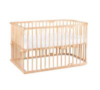 babybay Maxi lit cododo en Bois de hêtre Massif/Compact et modulable/Hauteur du lit réglable en continu/lit bébé évolutif (Vernis Naturel) / Parure de lit pour Enfants
