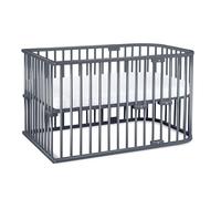 babybay Maxi lit cododo en Bois de hêtre Massif/Compact et modulable/Hauteur du lit réglable en continu/lit bébé évolutif (Peint en Gris Ardoise) / Parure de lit pour Enfants