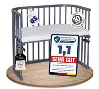 babybay Maxi lit cododo en Bois de hêtre Massif/Compact et modulable/Hauteur du lit réglable en continu/lit bébé évolutif (Peint en Gris Ardoise) / avec Matelas