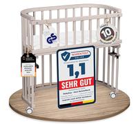 babybay Maxi lit cododo en Bois de hêtre Massif/Compact et modulable/Hauteur du lit réglable en continu/lit bébé évolutif (Peint en Beige) / avec Matelas, Barres, Roues