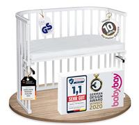 babybay Maxi lit cododo en Bois de hêtre Massif/Compact et modulable/Hauteur du lit réglable en continu/lit bébé évolutif (Peint en Blanc) / avec Matelas