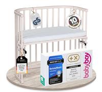 babybay Original lit cododo en Bois de hêtre Massif/Compact et modulable/Hauteur du lit réglable en continu/lit bébé évolutif (Peint en Beige) / avec Matelas