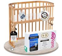 babybay Original lit cododo en Bois de hêtre Massif/Compact et modulable/Hauteur du lit réglable en continu/lit bébé évolutif (Hêtre huilé) / avec Matelas, Barres, Roues