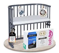 babybay Original lit cododo en Bois de hêtre Massif/Compact et modulable/Hauteur du lit réglable en continu/lit bébé évolutif (Peint en Gris Ardoise) / avec Matelas