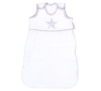 babybay Sac de Couchage en Coton Organique Blanc avec Application Étoile Gris Perle/Étoiles Blanc 1 Unité