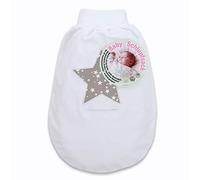 babybay Sac de Glissement en Coton Organique avec Ceinture Blanc avec Application Étoile Taupe/Étoiles Blanc 1 Unité