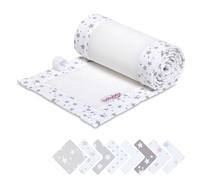 babybay Tour de lit en maille piqué 3D compatible avec le modèle Boxspring XXL, blanc étoiles gris perle