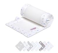 babybay Tour de lit en maille piqué 3D compatible avec le modèle Boxspring XXL, blanc mélange d'étoiles sable/bleu azur