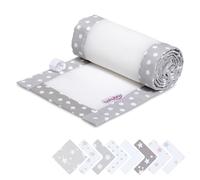 babybay Tour de lit en maille piqué 3D compatible avec le modèle Boxspring XXL, gris perle à pois blancs
