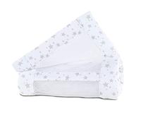 babybay Tour de Lit en Maille-Piqué Convient pour Modèle Maxi Boxspring Comfort/Comfort Plus Blanc avec Étoiles Gris Perle 1 Unité