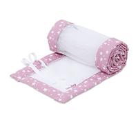 babybay Tour de Lit en Maille-Piqué Convient pour Modèle Maxi Boxspring Comfort/Comfort Plus Framboise avec Étoiles Blanc 1 Unité