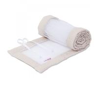 babybay Tour de lit en maille Royal compatible avec les modèles Maxi, Boxspring, Comfort et Comfort Plus, beige à pois dorés
